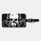 Kraken-Schädel DJ mit Kopfhörer-gotischer Kunst Gepäckanhänger (Vorderseite horizontal)