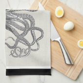 Kraken - schwarze riesige Krake/Cthulu Küchentuch (Viertel Falte)