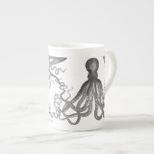 Kraken - schwarze riesige Krake/Cthulu Porzellantasse (Vorderseite Rechts)