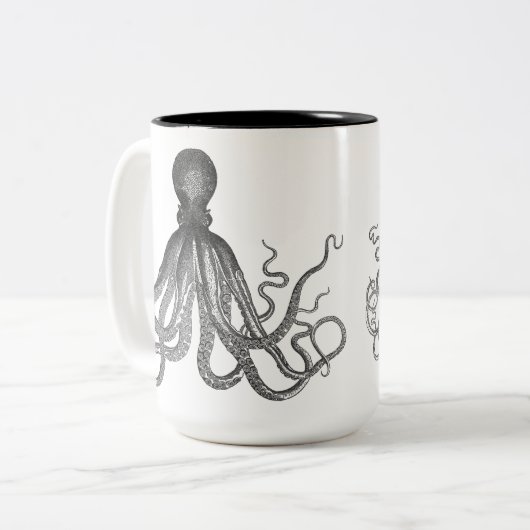Kraken - schwarze riesige Krake/Cthulu Zweifarbige Tasse (Vorderseite Links)