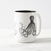 Kraken - schwarze riesige Krake/Cthulu Zweifarbige Tasse (VorderseiteRechts)