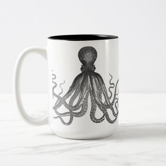 Kraken - schwarze riesige Krake/Cthulu Zweifarbige Tasse (Links)