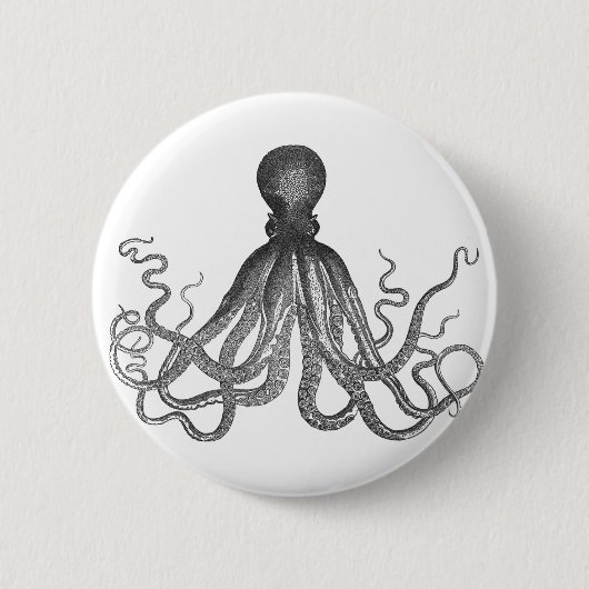 Kraken - Schwarzer Riesenoktopus / Cthulu Button (Vorderseite)