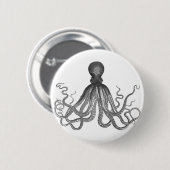 Kraken - Schwarzer Riesenoktopus / Cthulu Button (Vorne & Hinten)
