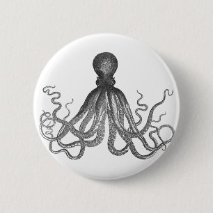 Kraken - Schwarzer Riesenoktopus / Cthulu Button