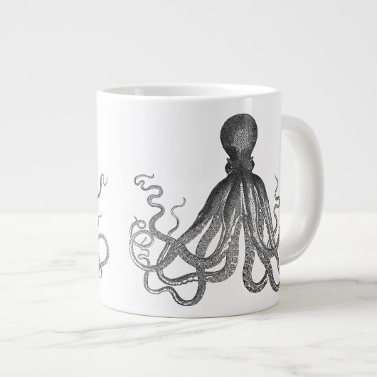 Kraken - Schwarzer Riesenoktopus / Cthulu Jumbo-Tasse (Vorderseite Rechts)