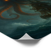 Kraken-Seemonster Dark-Fantasy-Plakat Poster (Ecke)