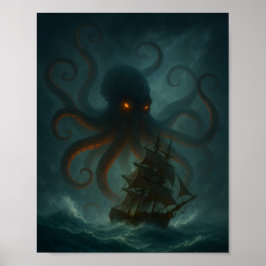 Kraken-Seemonster Dark-Fantasy-Plakat Poster