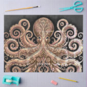 Kraken Steampunk Octopus Ornate Gold Black Seidenpapier (Basteln)