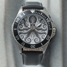 Kraken Steampunk Octopus Verziert Black Armbanduhr