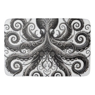 Kraken Steampunk Octopus Verziert Black Badematte