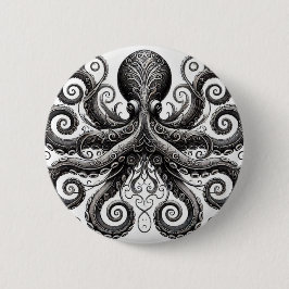 Kraken Steampunk Octopus Verziert Black Button