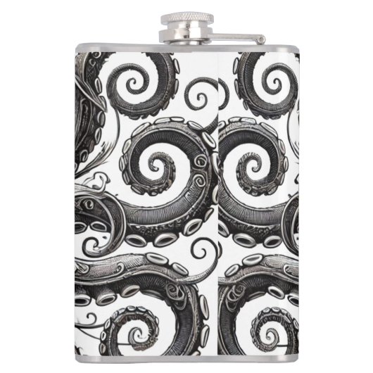 Kraken Steampunk Octopus Verziert Black Flachmann (Rückseite)