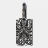 Kraken Steampunk Octopus Verziert Black Gepäckanhänger (Rückseite vertikal)