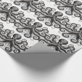 Kraken Steampunk Octopus Verziert Black Geschenkpapier (Ecke)