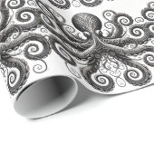 Kraken Steampunk Octopus Verziert Black Geschenkpapier (Rolleneckpunkt)