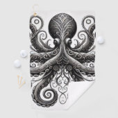 Kraken Steampunk Octopus Verziert Black Golfhandtuch (Insitu)