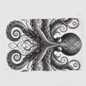 Kraken Steampunk Octopus Verziert Black Golfhandtuch (Horizontal)