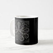 Kraken Steampunk Octopus Verziert Black Kaffeetasse (Vorderseite Links)