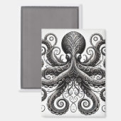 Kraken Steampunk Octopus Verziert Black Magnet (Vorderseite/Rückseite)