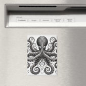 Kraken Steampunk Octopus Verziert Black Magnet (In Situ (Geschirrspüler))