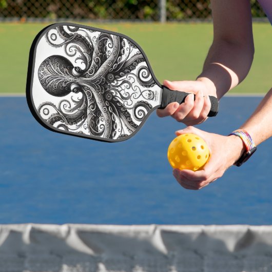 Kraken Steampunk Octopus Verziert Black Pickleball Schläger (InSitu)