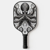 Kraken Steampunk Octopus Verziert Black Pickleball Schläger (Vorderseite)