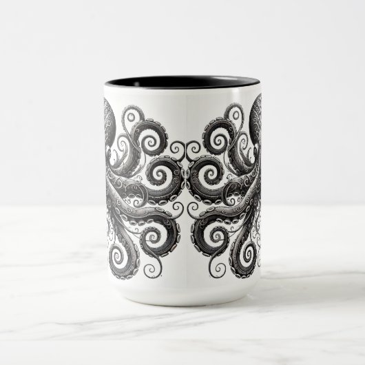 Kraken Steampunk Octopus Verziert Black Tasse (Zentrum)