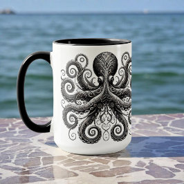 Kraken Steampunk Octopus Verziert Black Tasse
