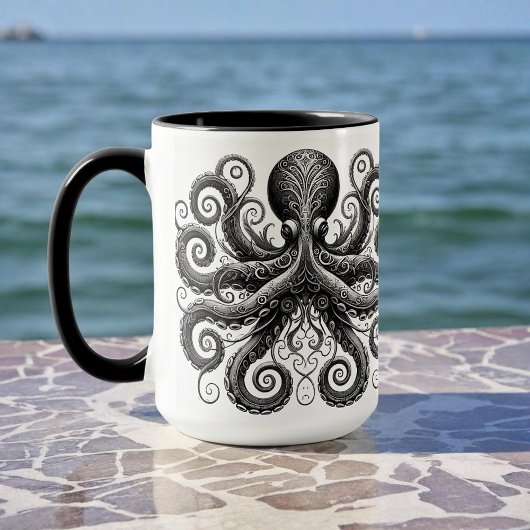 Kraken Steampunk Octopus Verziert Black Tasse