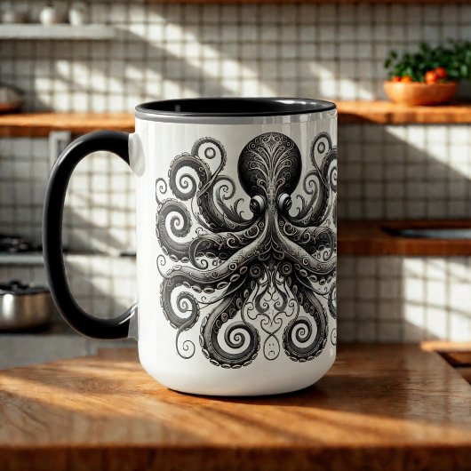 Kraken Steampunk Octopus Verziert Black Tasse