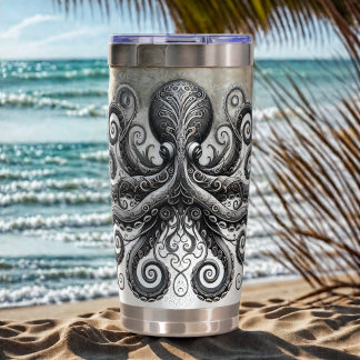 Kraken Steampunk Octopus Verziert Black Thermobecher