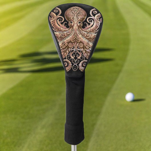 Kraken Steampunk Octopus Verziert Gold Black Golf Headcover