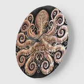 Kraken Steampunk Octopus Verziert Gold Black Große Wanduhr (Winkel)