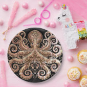 Kraken Steampunk Octopus Verziert Gold Black Pappteller (Party)