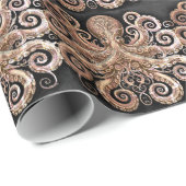 Kraken Steampunk Octopus Verziert Gold und Black Geschenkpapier (Rolleneckpunkt)
