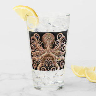Kraken Steampunk Octopus Verziert Gold und Black Glas