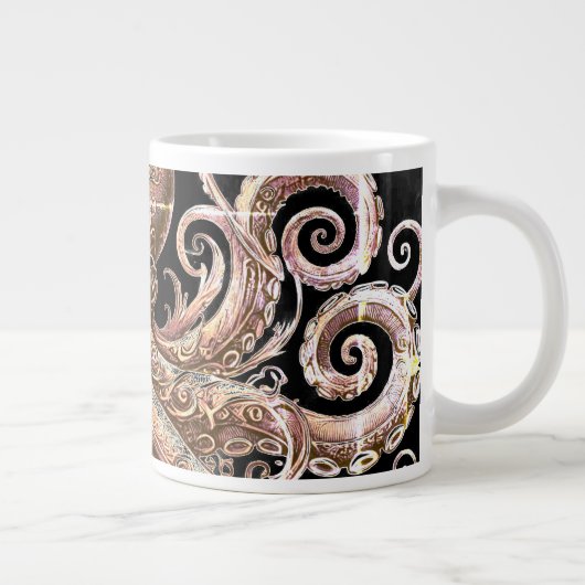 Kraken Steampunk Octopus Verziert Gold und Black Jumbo-Tasse (Rechts)