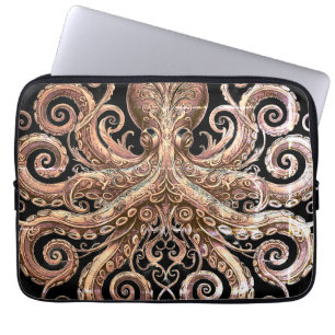Kraken Steampunk Octopus Verziert Gold und Black Laptopschutzhülle