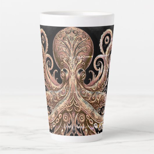 Kraken Steampunk Octopus Verziert Gold und Black Milchtasse (Vorderseite)