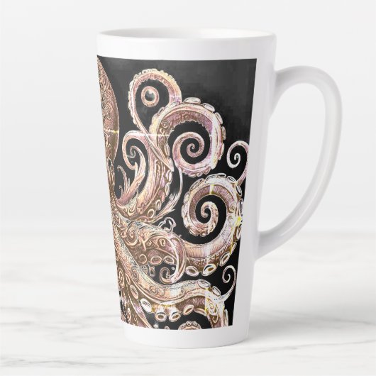 Kraken Steampunk Octopus Verziert Gold und Black Milchtasse (Rechts)