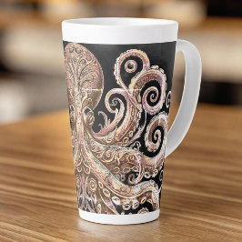 Kraken Steampunk Octopus Verziert Gold und Black Milchtasse