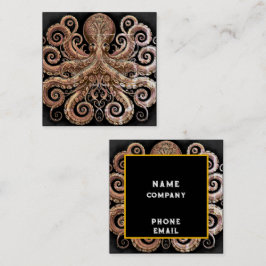 Kraken Steampunk Octopus Verziert Gold und Black Quadratische Visitenkarte