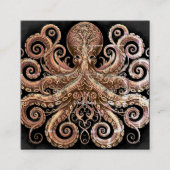 Kraken Steampunk Octopus Verziert Gold und Black Quadratische Visitenkarte (Vorderseite)