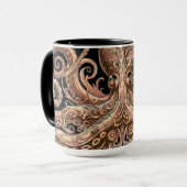 Kraken Steampunk Octopus Verziert Gold und Black Tasse (Vorderseite Links)