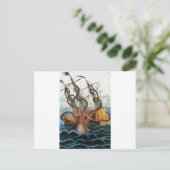 Kraken Steampunk Octopus Vintag Postkarte (Stehend Vorderseite)