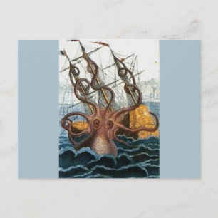Kraken Steampunk Oktopus Vintage Postkarte