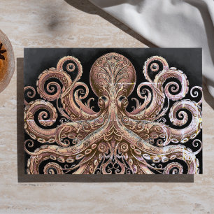 Kraken Steampunk Tintenfisch Verziert Gold Schwarz Seidenpapier