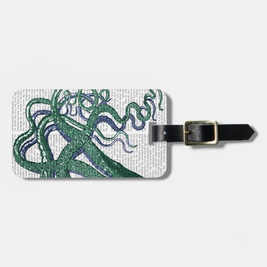 Kraken Tentacles Grün und Blau Gepäckanhänger (Vorderseite horizontal)