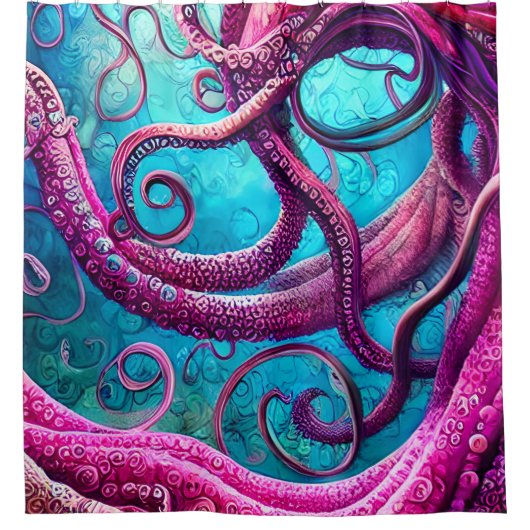 Kraken Tentacles Pink Octopus Duschvorhang (Vorderseite)